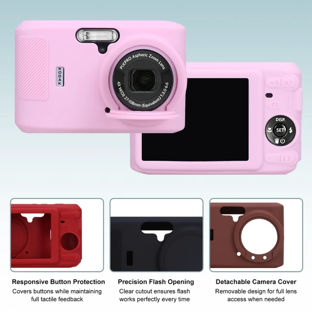 Alt view image 3 of 7 - Silicone Case for Kodak PIXPRO FZ45 Camera,Kodak FZ45 Cover - Black | Kodak FZ45 Accessories,Soft Silicone Protective Case, Anti-Scratch Shell with Removable Lens Cover