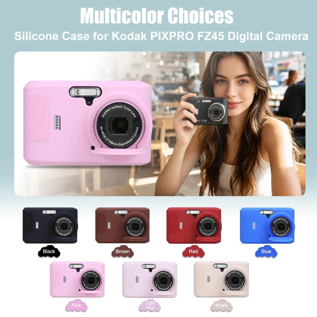 Alt view image 2 of 7 - Silicone Case for Kodak PIXPRO FZ45 Camera,Kodak FZ45 Cover - Black | Kodak FZ45 Accessories,Soft Silicone Protective Case, Anti-Scratch Shell with Removable Lens Cover