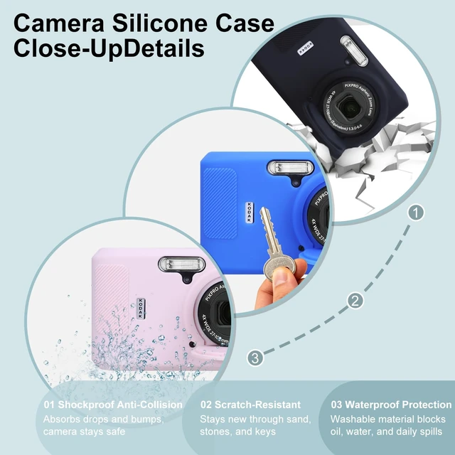 Alt view image 4 of 7 - Silicone Case for Kodak PIXPRO FZ45 Camera,Kodak FZ45 Cover - Black | Kodak FZ45 Accessories,Soft Silicone Protective Case, Anti-Scratch Shell with Removable Lens Cover