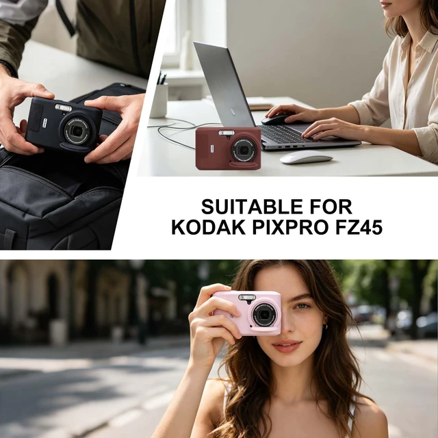 Alt view image 6 of 7 - Silicone Case for Kodak PIXPRO FZ45 Camera,Kodak FZ45 Cover - Black | Kodak FZ45 Accessories,Soft Silicone Protective Case, Anti-Scratch Shell with Removable Lens Cover