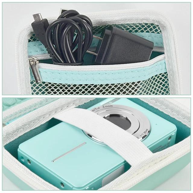 Alt view image 3 of 7 - Camera Case for KODAK PIXPRO FZ45/FZ55 with Bump Divider | For CAMKORY DC403 and for Canon IXUS 285 HS; Raised Bump Divider, Elastic Strap and Mesh Pocket, Green, Case Only