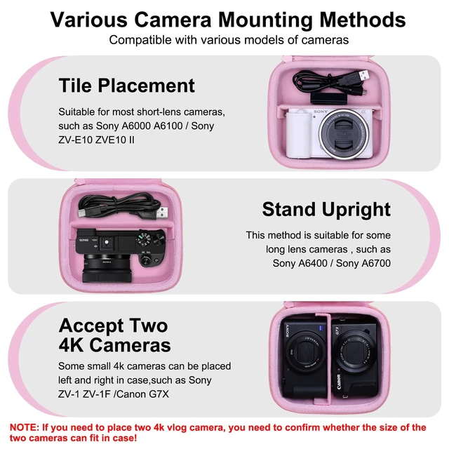 Alt view image 3 of 7 - Hard Case for Sony a6400/a6700/a6100/a6000/a5000/a5100/ZV-E10/ZVE10 II or Fujifilm X100VI / X100V Digital Camera (Pink)