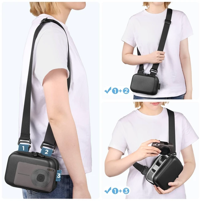 Alt view image 5 of 7 - Digital Camera Case, Protective & Lightweight Camera Case with 3 Carrying Ways, Waterproof & Shockproof Small Camera Bag for Power Shot/Sony DSCW800/DSCW830 - Black