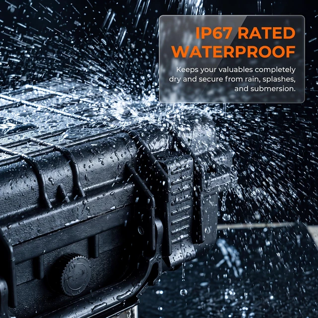 Alt view image 2 of 7 - Portable All Weather IP67 Waterproof Protective Hard Case, Small Camera Case,Dry Case with Customizable Foam,Exterior dimension 11.65 x8.35x3.78(Elegant Black)