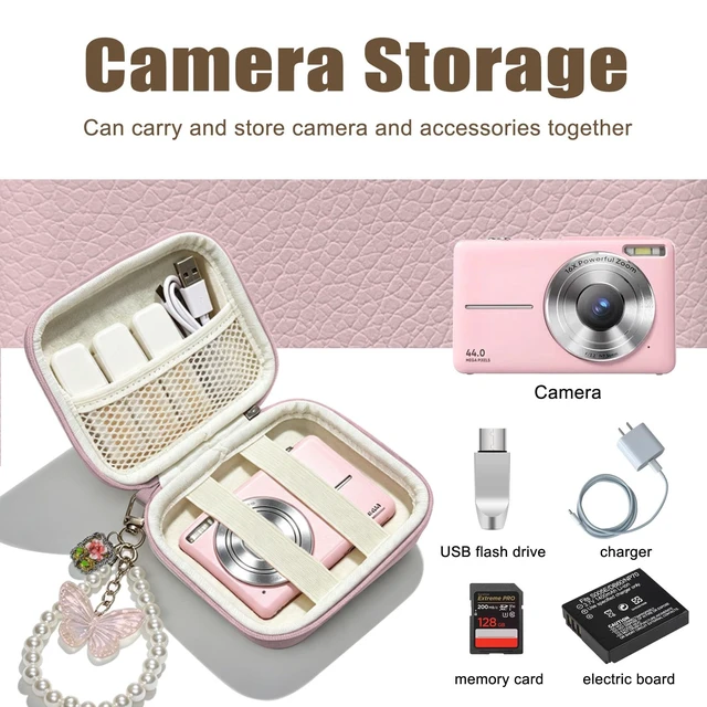 Alt view image 2 of 7 - Digital Camera Case Small,Compatible with KODAK PIXPRO FZ45 FZ55 case Pink | canon powershot elph 360 case,CAMKORY DC403,Hard EVA Travel Carry Cute Case Bag,Hard Shell Camera Pouch with Mesh Pocket