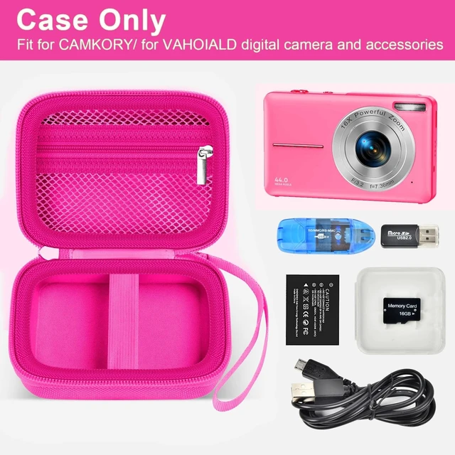 Alt view image 2 of 7 - Digital Camera Case for CAMKORY/Pouch for KODAK PixproRose Red | for Lecran/for VAHOIALD Point and Shoot Camera, Hard Carrying Case with Mesh Pocket, Compact for Vlogging, Travel and Storage