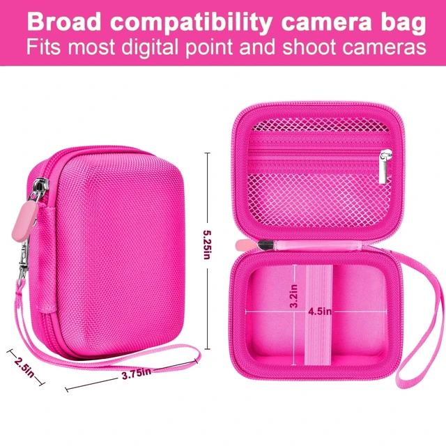 Alt view image 3 of 7 - Digital Camera Case for CAMKORY/Pouch for KODAK PixproRose Red | for Lecran/for VAHOIALD Point and Shoot Camera, Hard Carrying Case with Mesh Pocket, Compact for Vlogging, Travel and Storage