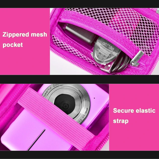 Alt view image 6 of 7 - Digital Camera Case for CAMKORY/Pouch for KODAK PixproRose Red | for Lecran/for VAHOIALD Point and Shoot Camera, Hard Carrying Case with Mesh Pocket, Compact for Vlogging, Travel and Storage