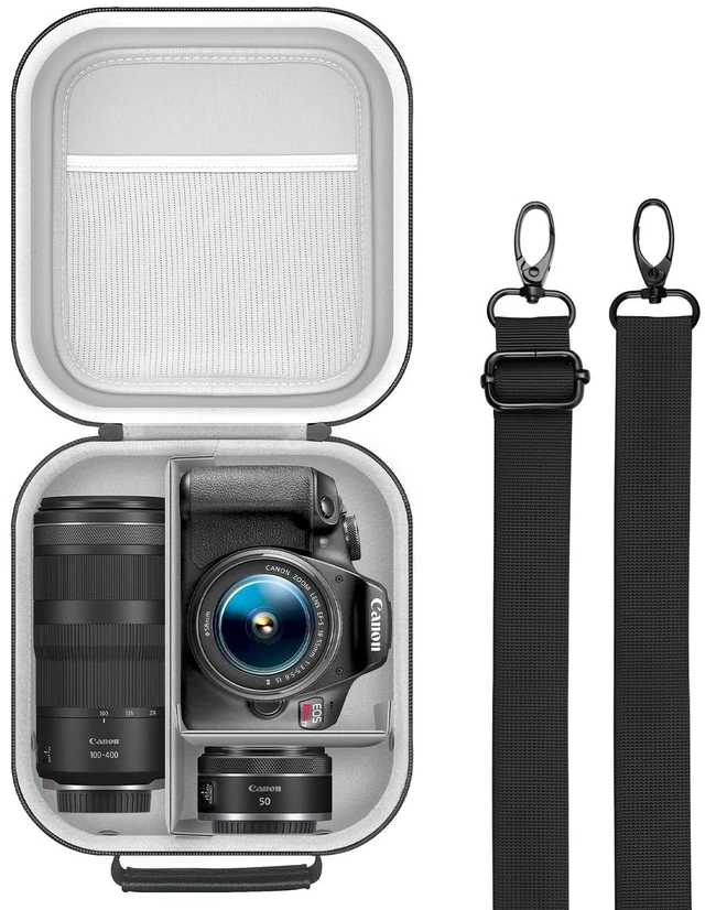 Main image of Hard Camera Travel Carrying Case for Canon EOS Rebel T7/R100/R50/R6Mark III | Camera Protective Storage Holder, Organizer Bag for Nikon D7100/ D7500 Sony Alpha ZV-E10/ R10/R5 Mark II DSLR Camera