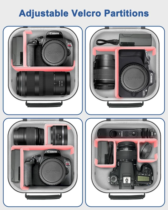 Alt view image 2 of 7 - Hard Camera Travel Carrying Case for Canon EOS Rebel T7/R100/R50/R6Mark III | Camera Protective Storage Holder, Organizer Bag for Nikon D7100/ D7500 Sony Alpha ZV-E10/ R10/R5 Mark II DSLR Camera