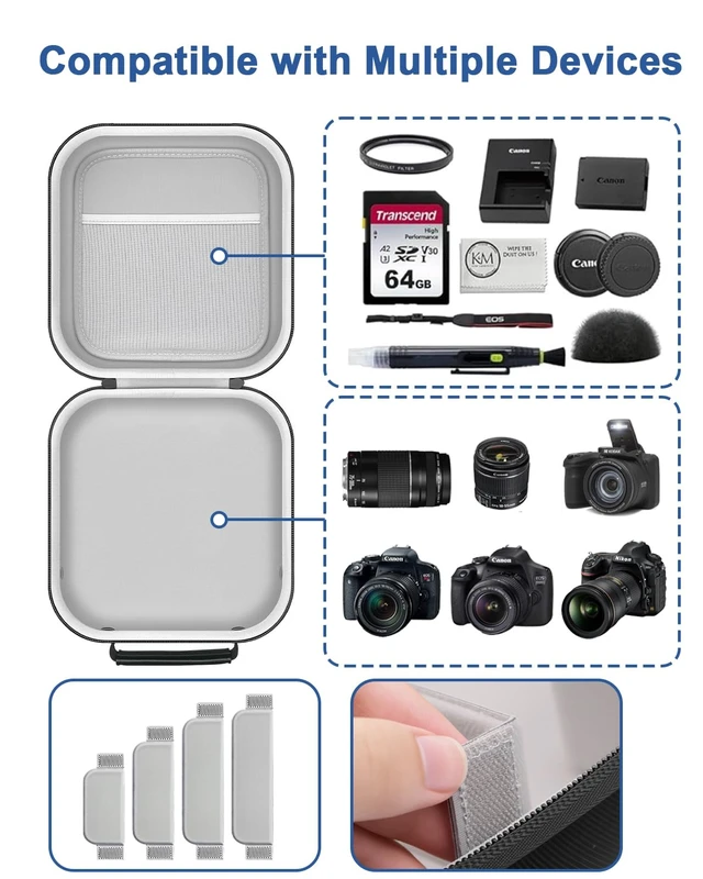 Alt view image 4 of 7 - Hard Camera Travel Carrying Case for Canon EOS Rebel T7/R100/R50/R6Mark III | Camera Protective Storage Holder, Organizer Bag for Nikon D7100/ D7500 Sony Alpha ZV-E10/ R10/R5 Mark II DSLR Camera