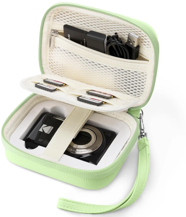 Main image of KODAK PIXPRO FZ55 Case, Digital Camera Case for FZ45 /FZ43,Mint Green | Protective Hard Shell Case for CAMKORY DC403, Canon PowerShot ELPH 360 with Removable Liner, SD Card Pocket, Wrist Strap