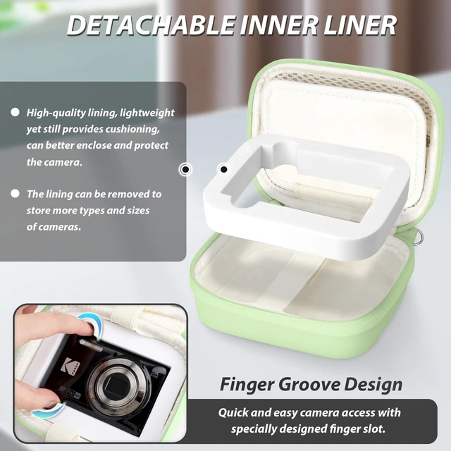 Alt view image 5 of 7 - KODAK PIXPRO FZ55 Case, Digital Camera Case for FZ45 /FZ43,Mint Green | Protective Hard Shell Case for CAMKORY DC403, Canon PowerShot ELPH 360 with Removable Liner, SD Card Pocket, Wrist Strap