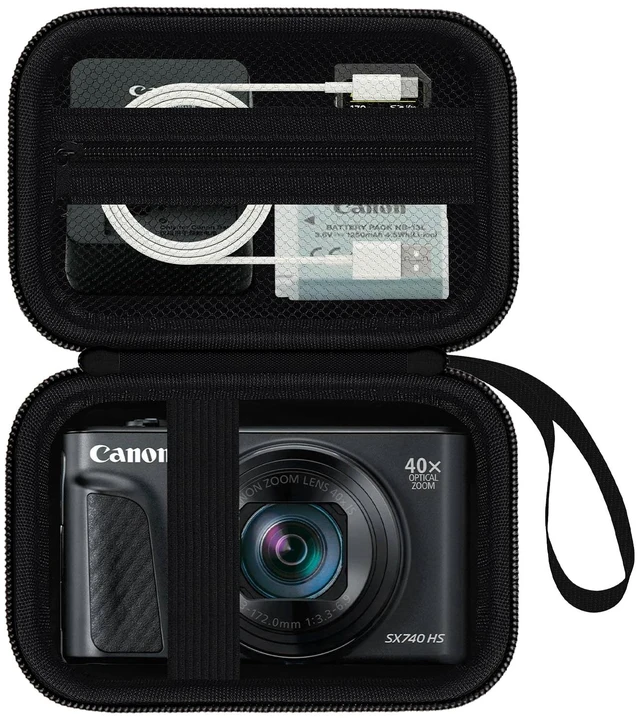 Main image of Case for Canon PowerShot SX740/ SX730/720/ G7 X Mark II III Camera, Black | Protective Carry Bag, Shockproof Shell, Dust Resistant, Accessory Storage Pocket, Compact Portable, Travel & Photography Use
