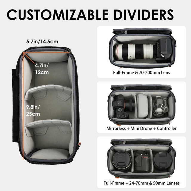 Alt view image 2 of 7 - Padded Camera Insert Bag Protective Framed DSLR Inner Case Organizer | Fits 1 Camera and 2 Lenses - Removable Lid Compatible for DSLR SLR Mirrorless Cameras ShellCore XS