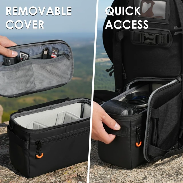 Alt view image 4 of 7 - Padded Camera Insert Bag Protective Framed DSLR Inner Case Organizer | Fits 1 Camera and 2 Lenses - Removable Lid Compatible for DSLR SLR Mirrorless Cameras ShellCore XS
