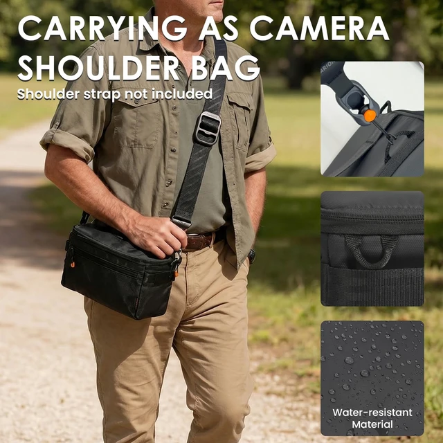 Alt view image 6 of 7 - Padded Camera Insert Bag Protective Framed DSLR Inner Case Organizer | Fits 1 Camera and 2 Lenses - Removable Lid Compatible for DSLR SLR Mirrorless Cameras ShellCore XS