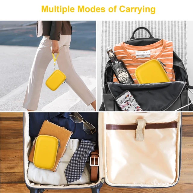 Alt view image 3 of 7 - Carrying Case for CHUZHAO Vintage Mini Digital Camera, Yellow | Portable TLR Style Retro Camera Bag, Mesh Pocket fits USB Cable, SD Card, Case Only