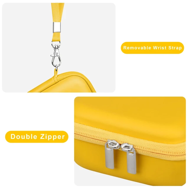 Alt view image 5 of 7 - Carrying Case for CHUZHAO Vintage Mini Digital Camera, Yellow | Portable TLR Style Retro Camera Bag, Mesh Pocket fits USB Cable, SD Card, Case Only