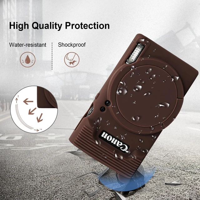 Alt view image 6 of 7 - Protective Case for Canon PowerShot ELPH 360/ IXY 650 Digital Camera | For IXUS 285 HS/ ELPH 360 HS Soft Silicone Cover with Removable Lens Cover, Brown (Case Only)