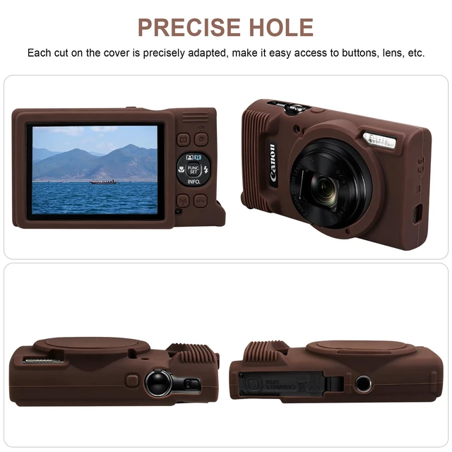 Alt view image 7 of 7 - Protective Case for Canon PowerShot ELPH 360/ IXY 650 Digital Camera | For IXUS 285 HS/ ELPH 360 HS Soft Silicone Cover with Removable Lens Cover, Brown (Case Only)
