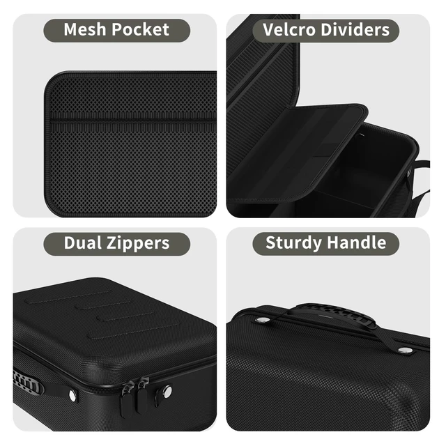 Alt view image 4 of 6 - Hard Shell Camera Case Compatible with Canon EOS Rebel T7/R50/R100 and More DSLR & Mirrorless Cameras Portable Travel Bag with Adjustable Dividers, Mesh Pocket & Shoulder Strap (Black)