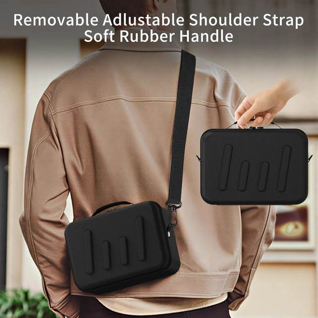 Alt view image 6 of 6 - Hard Shell Camera Case Compatible with Canon EOS Rebel T7/R50/R100 and More DSLR & Mirrorless Cameras Portable Travel Bag with Adjustable Dividers, Mesh Pocket & Shoulder Strap (Black)