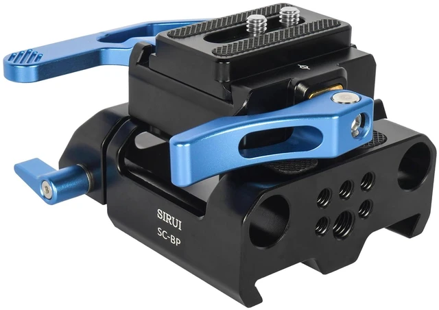 Main image of Camera Baseplate with Dual 15mm Rod Rail Clamps, Base Plate with Quick Release Plate for Tripod, Shoulder Rig, Follow Focus, SC-BP