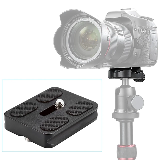 Alt view image 3 of 5 - Pack of 2 PU-50 50 mm Universal Metal Quick Release Plate | 1/4 Inch Screw, Compliant with Standard for Camera Tripod Ball Joint (Black)