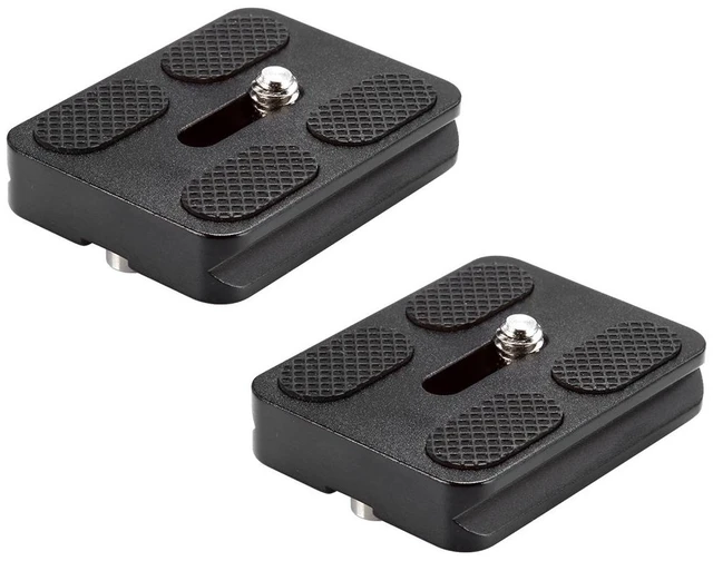 Main image of Pack of 2 PU-50 50 mm Universal Metal Quick Release Plate | 1/4 Inch Screw, Compliant with Standard for Camera Tripod Ball Joint (Black)