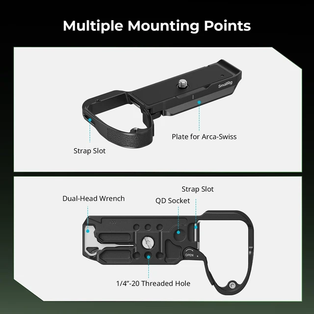 Alt view image 3 of 7 - A7R VI Baseplate, Mount Plate for Sony Alpha 7R VI, 98g Lightweight, Plate for Arca-Swiss, 1/4"-20 Threaded Holes, Ergonomics Design