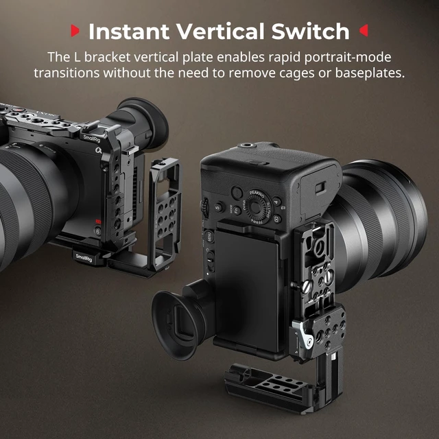 Alt view image 2 of 7 - Vertical Mount Plate for Cage, Built-in Baseplate for Arca-Type | with 1/4''-20 Thread, L Bracket Switching Grip for Tripods, for DJI RS 4 Mini/ RS 4 Pro/ RS 4/ RS 3 Pro/ RS 3/ RS2
