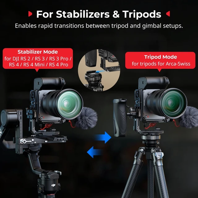 Alt view image 3 of 7 - Vertical Mount Plate for Cage, Built-in Baseplate for Arca-Type | with 1/4''-20 Thread, L Bracket Switching Grip for Tripods, for DJI RS 4 Mini/ RS 4 Pro/ RS 4/ RS 3 Pro/ RS 3/ RS2