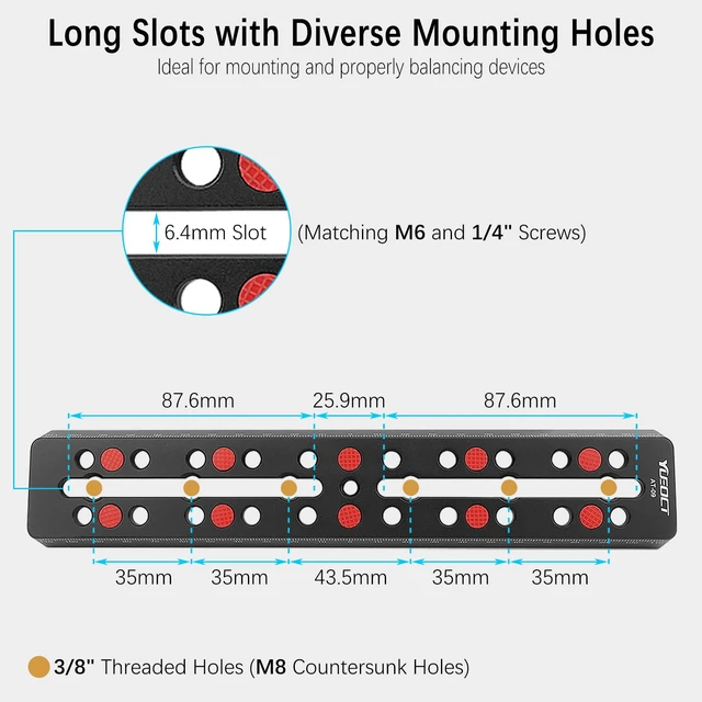 Alt view image 3 of 7 - 230mm/9.05" Telescope Rail Bar Vixen Style Dovetail Mounting Plate | with M6 1/4" 3/8" Camera Screw for Telescope Saddle Mount Base OTA Equatorial Head Tripod Adapter Sky Astrophotography