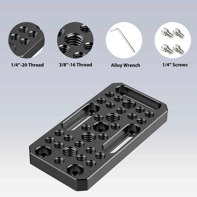 Alt view image 3 of 6 - 3.94"/100mm Camera Cheese Plate with 1/4-20 & 3/8-16 Threads | Camera Rig Plate,Mount Camera Cage,Magic Arm,Battery Box or LED lights and other Camera Accessories
