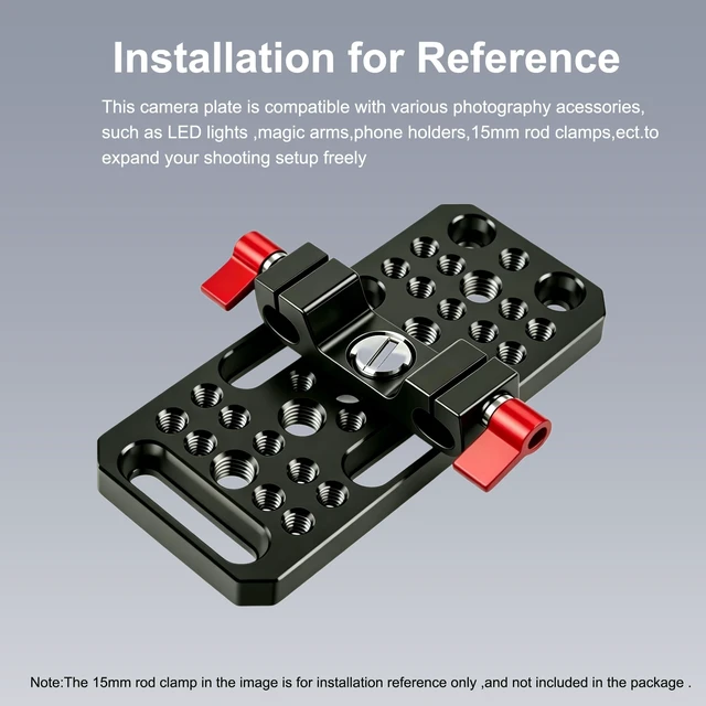 Alt view image 4 of 6 - 3.94"/100mm Camera Cheese Plate with 1/4-20 & 3/8-16 Threads | Camera Rig Plate,Mount Camera Cage,Magic Arm,Battery Box or LED lights and other Camera Accessories