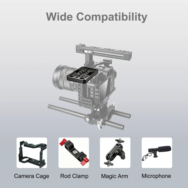 Alt view image 5 of 6 - 3.94"/100mm Camera Cheese Plate with 1/4-20 & 3/8-16 Threads | Camera Rig Plate,Mount Camera Cage,Magic Arm,Battery Box or LED lights and other Camera Accessories