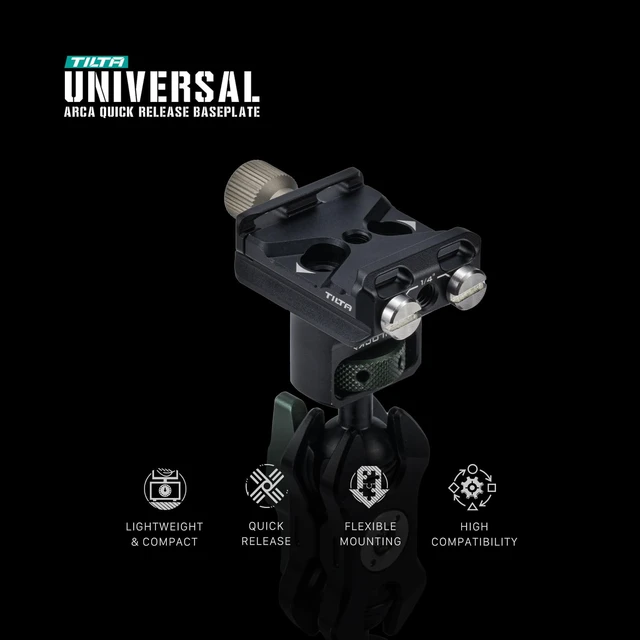 Alt view image 2 of 6 - Universal ARCA Quick Release Baseplate | 1/4"-20 and 3/8"-16 Threads | Lightweight Aluminum Alloy Construction | Black | TA-UABP-B