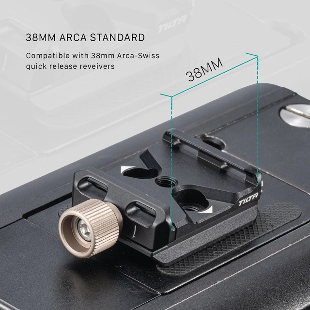 Alt view image 3 of 6 - Universal ARCA Quick Release Baseplate | 1/4"-20 and 3/8"-16 Threads | Lightweight Aluminum Alloy Construction | Black | TA-UABP-B