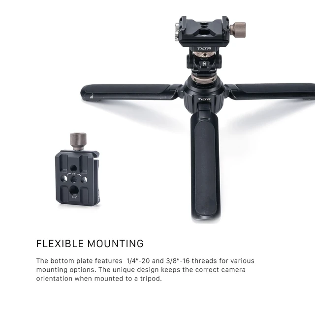 Alt view image 6 of 6 - Universal ARCA Quick Release Baseplate | 1/4"-20 and 3/8"-16 Threads | Lightweight Aluminum Alloy Construction | Black | TA-UABP-B