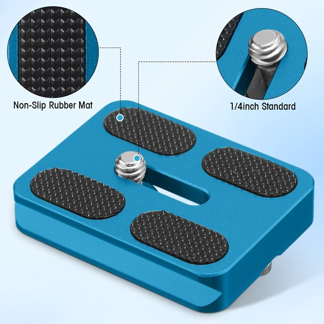Alt view image 3 of 7 - Quick Release Plate Tripod 1/4-20 DSLR,Pu50,Blue | Tripod Mount Plate, Camera Tripod Mount for DSLR Camera Tripod Ball Head , Metal, 1.9 x 1.5 x 0.4 Inch