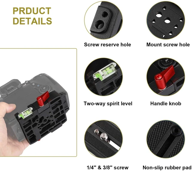 Alt view image 4 of 5 - P200 Quick Release Plate - Camera Tripod Base Plate with QR Clamp Adapter with 1/4" and 3/8" Screw Hole Compatible for Manfrotto 500AH 501HDV 503HDV 701HDV 577/519/561/Q5