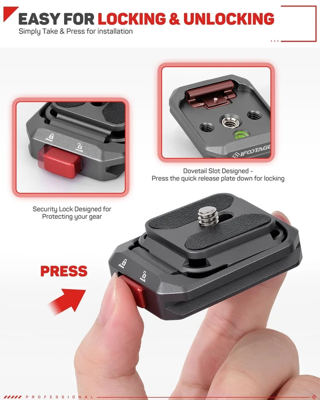 Alt view image 2 of 7 - Q38 Quick Release Plate Camera Tripod Mount Adapter | QR Adapter with 1/4" Screw Compatible with Sony Canon DSLR Cameras, Tripods Monopods Sliders Stabilizers Monitors
