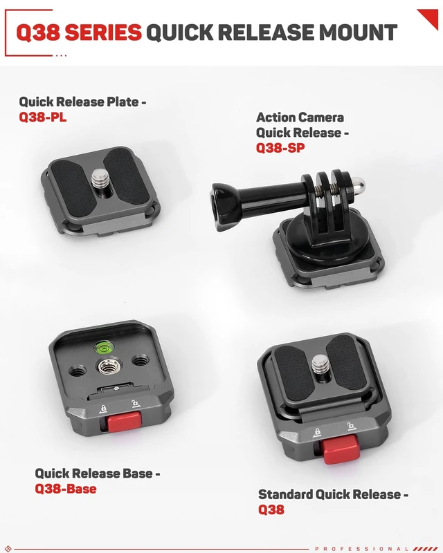 Alt view image 7 of 7 - Q38 Quick Release Plate Camera Tripod Mount Adapter | QR Adapter with 1/4" Screw Compatible with Sony Canon DSLR Cameras, Tripods Monopods Sliders Stabilizers Monitors