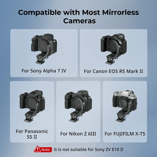 Alt view image 5 of 7 - Horizontal-to-Vertical Mount Plate Kit for Mirrorless Cameras | Tripod Mount Ring Lens Mount with Quick Release Plate for Arca Type, for Sony, for FUJIFILM, for Nikon, for Canon