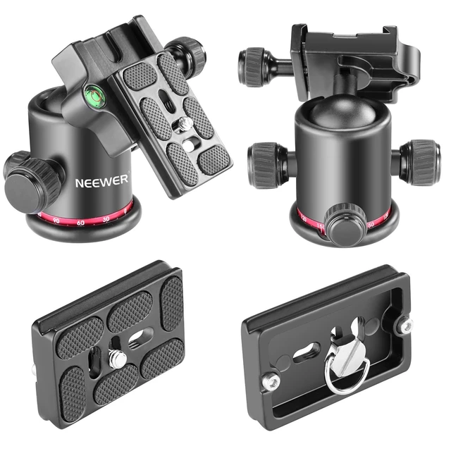 Alt view image 3 of 6 - Professional Metal 360 Degree Rotating Panoramic Ball Head | 1/4 Inch Quick Release Plate, Bubble Level, Up to 17.6 lb/8 kg, for Tripod, Monopod, Slider, DSLR Camera, Camcorder
