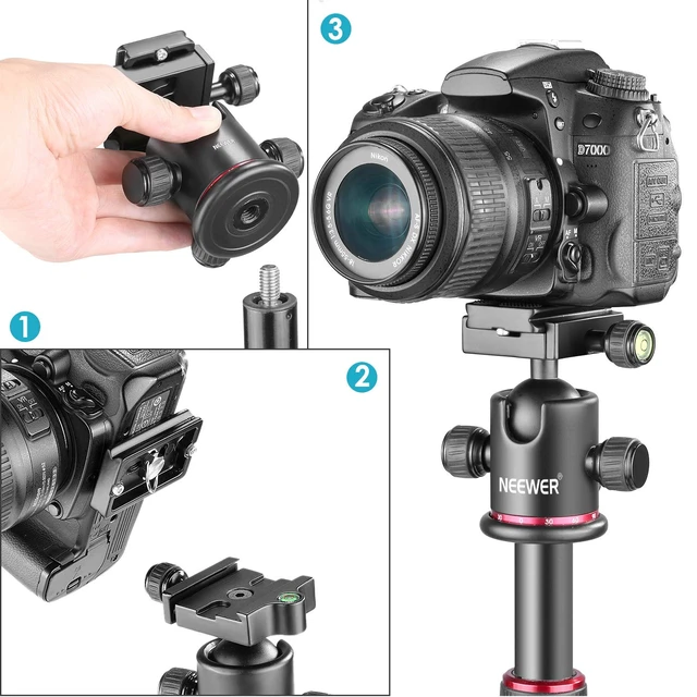 Alt view image 5 of 6 - Professional Metal 360 Degree Rotating Panoramic Ball Head | 1/4 Inch Quick Release Plate, Bubble Level, Up to 17.6 lb/8 kg, for Tripod, Monopod, Slider, DSLR Camera, Camcorder