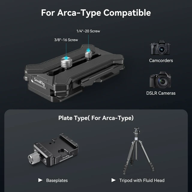 Alt view image 2 of 7 - Quick Release Plate for Arca-Type with Foldable Quadruped Support | 44.1lb (20kg) load capacity, fits lenses up to 5.9in (15cm), anti-twist non-slip design.