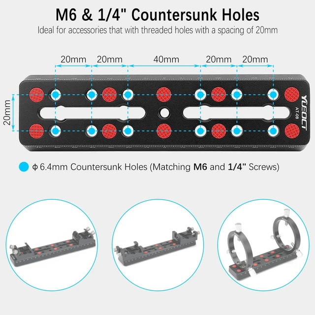 Alt view image 4 of 7 - 160mm/6.3" Telescope Rail Bar Vixen Style Dovetail Mounting Plate | with M6 1/4" 3/8" Camera Screw for Telescope Saddle Mount Base OTA Equatorial Head Tripod Adapter Sky Astrophotography