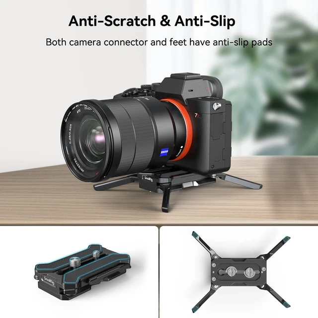 Alt view image 5 of 7 - Quick Release Plate for Arca-Type with Foldable Quadruped Support | 44.1lb (20kg) load capacity, fits lenses up to 5.9in (15cm), anti-twist non-slip design.